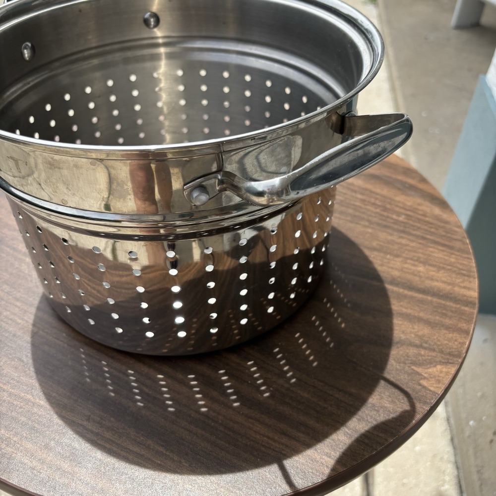 Stainless Steel Strainer Insert Colander 7.5" H x 9.75" bottom diameter Top 11" - Picture 2 of 5